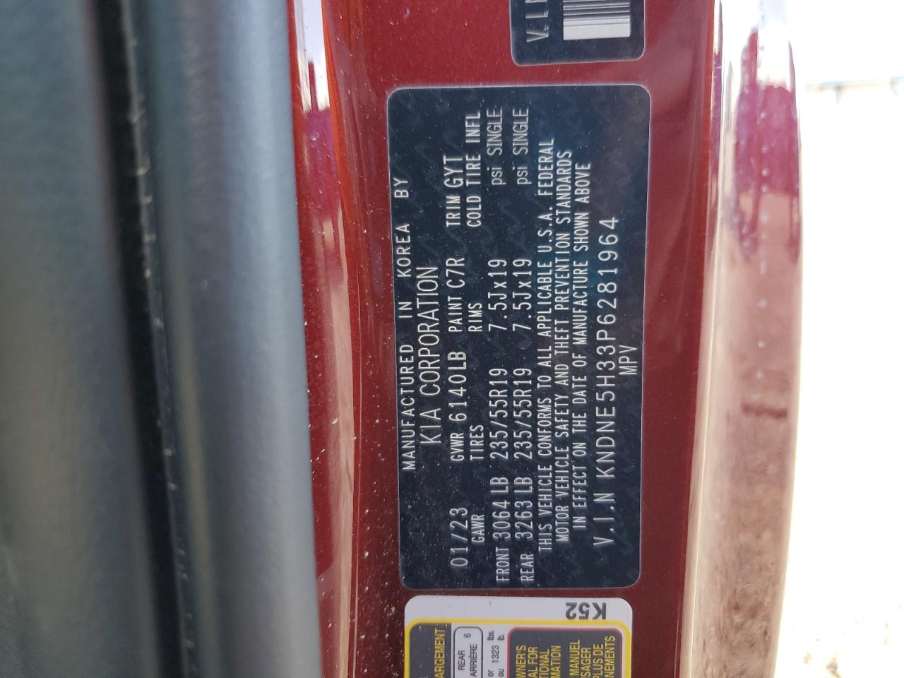 2023 KIA Carnival VIN KNDNE5H33P6281964 Copart auction photo, all over / minor dent/scratches damage thumbnail 13