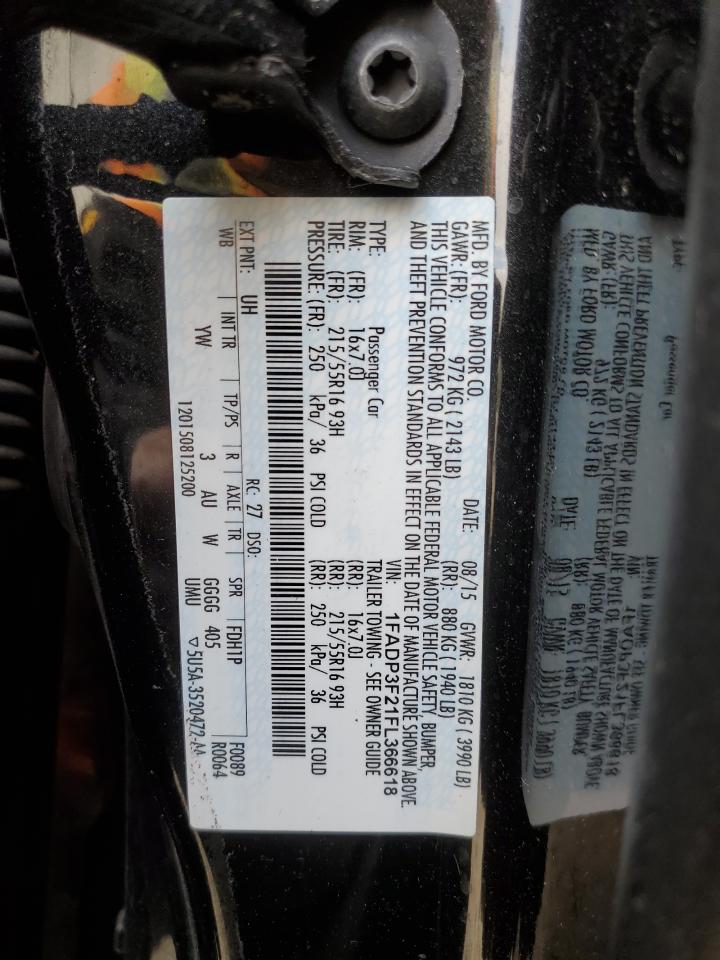 2015 Ford Focus VIN 1FADP3F21FL366618 Copart auction photo, front end / side damage thumbnail 12
