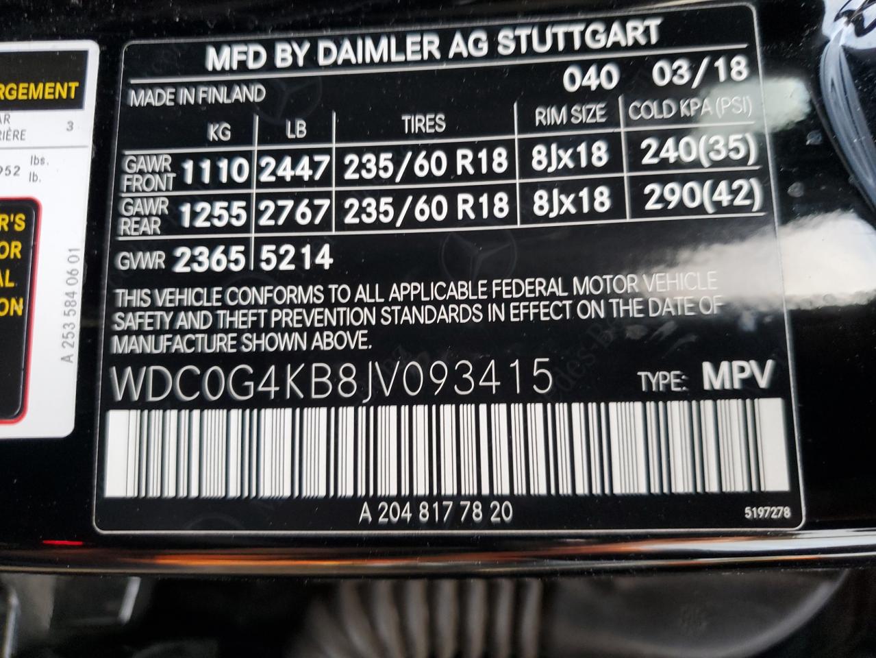 2018 Mercedes-Benz GLC VIN WDC0G4KB8JV093415 Copart auction photo, all over damage thumbnail 13