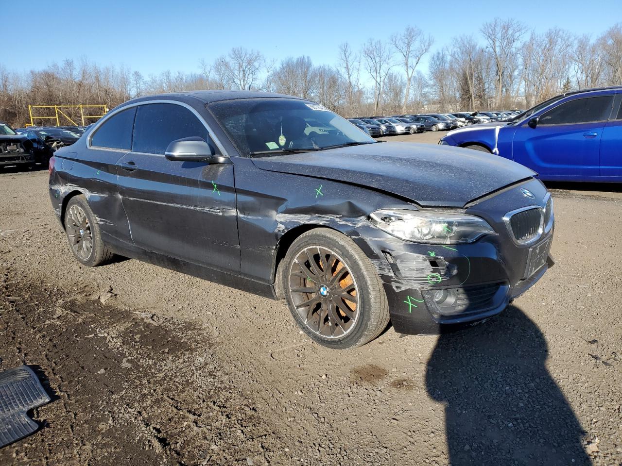 2015 BMW 2er VIN WBA1F7C57FVX96239 Copart auction photo, side / front end damage thumbnail 4