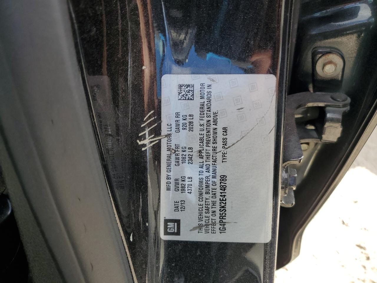 2014 Buick Verano VIN 1G4PR5SK2E4148789 Copart auction photo, front end damage thumbnail 13