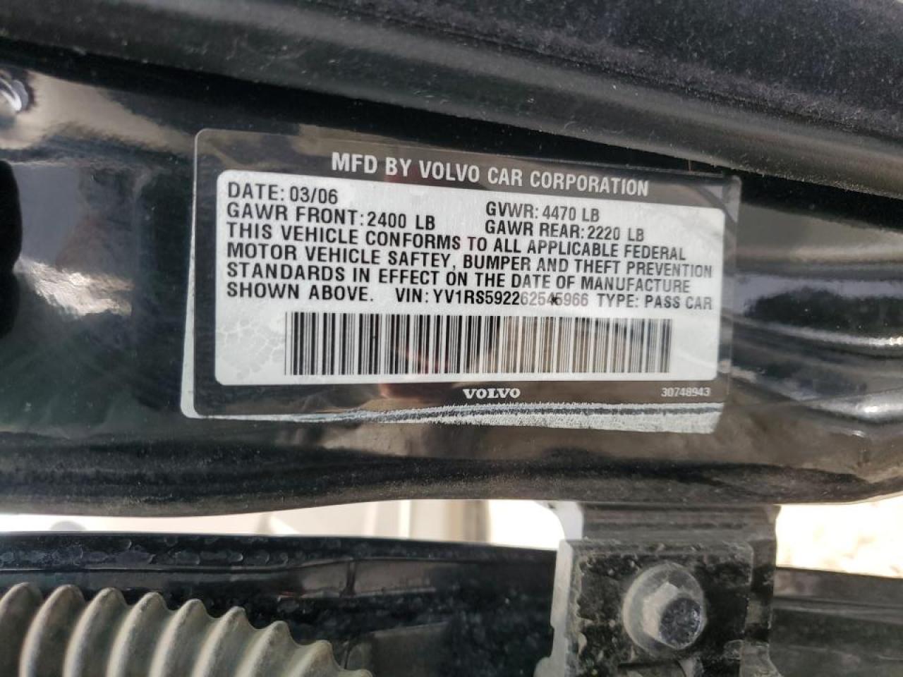 2006 Volvo S60 VIN YV1RS592262545966 Copart auction photo, burn - engine damage thumbnail 12