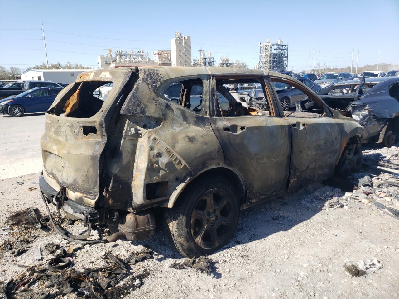 2019 Honda CR-V VIN 5J6RW1H52KA001542 Copart auction photo, burn damage thumbnail 3