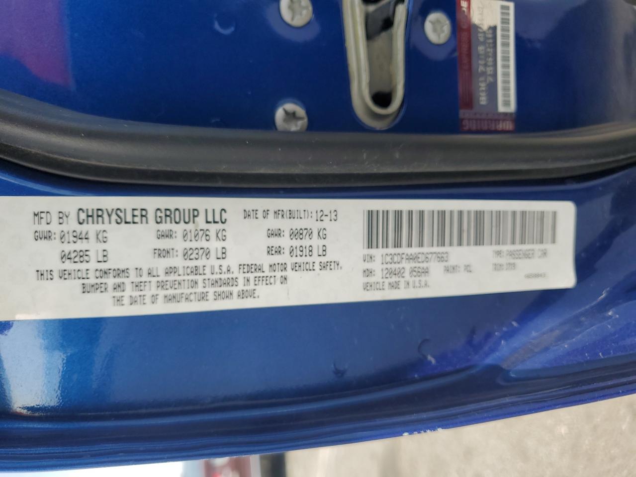 2014 Dodge Dart VIN 1C3CDFAA0ED677663 Copart auction photo, front end damage thumbnail 15