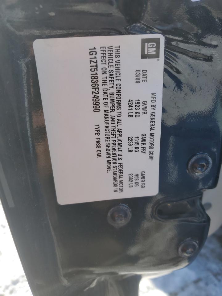 2006 Chevrolet Malibu VIN 1G1ZT51836F249990 Copart auction photo, front end / side damage thumbnail 12