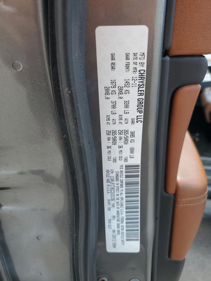 2012 Jeep Grand Cherokee VIN 1C4RJFCT8CC215156 Copart auction photo, vandalism / front end damage thumbnail 13