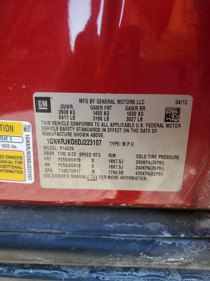 2013 Chevrolet Traverse VIN 1GNKRJKD8DJ223107 Copart auction photo, front end damage thumbnail 15