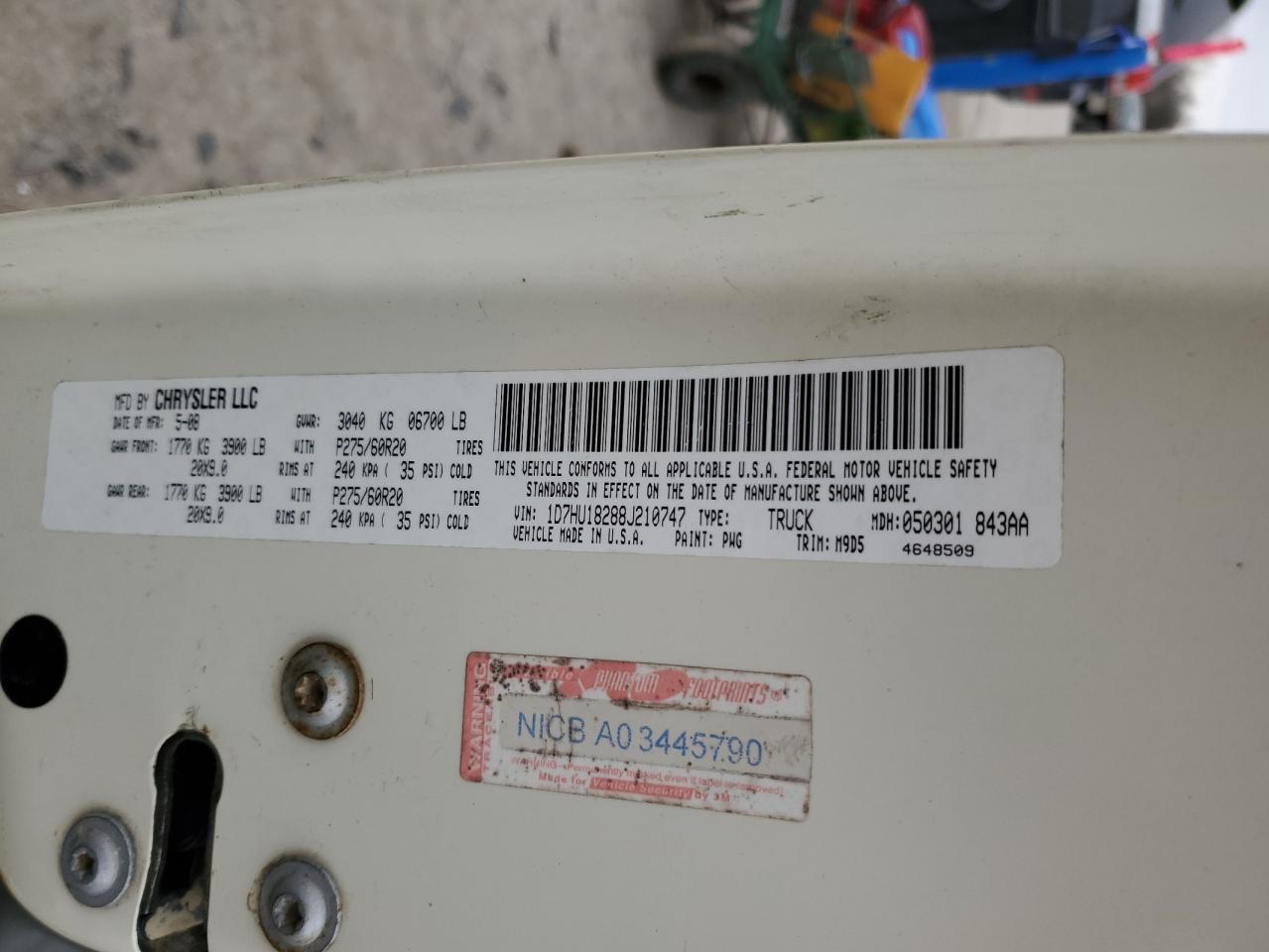 2008 Dodge RAM VIN 1D7HU18288J210747 Copart auction photo, front end / rear end damage thumbnail 12