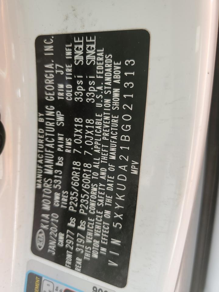 2011 KIA Sorento VIN 5XYKUDA21BG021313 Copart auction photo, biohazard/chemical / all over damage thumbnail 14