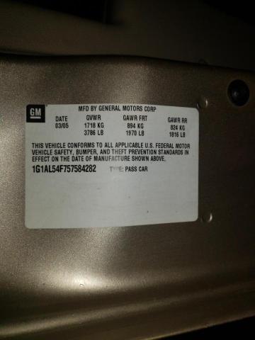 2005 Chevrolet Cobalt VIN 1G1AL54F757584282 Copart auction photo, minor dent/scratches damage thumbnail 10