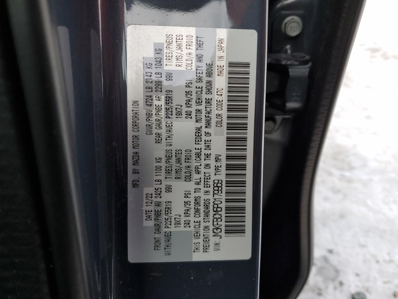 2023 Mazda CX-5 VIN JM3KFBCM6P0179969 Copart auction photo, front end / mechanical damage thumbnail 14