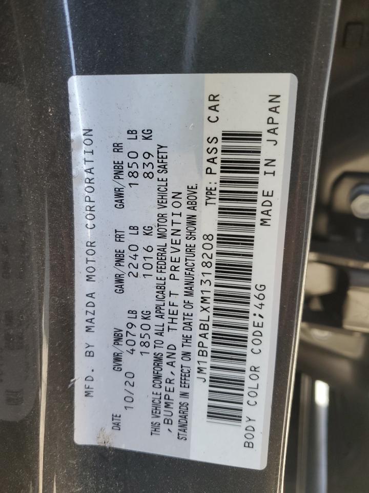 2021 Mazda 3 VIN JM1BPABLXM1318208 Copart auction photo, rear end damage thumbnail 14