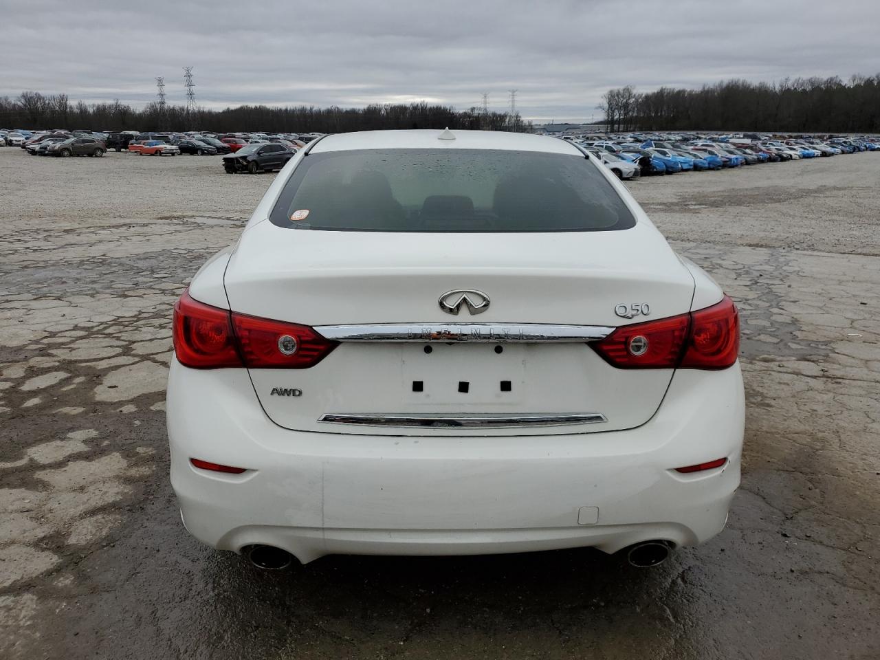 2015 Infiniti Q50 VIN JN1BV7AR9FM423521 Copart auction photo, side / front end damage thumbnail 6