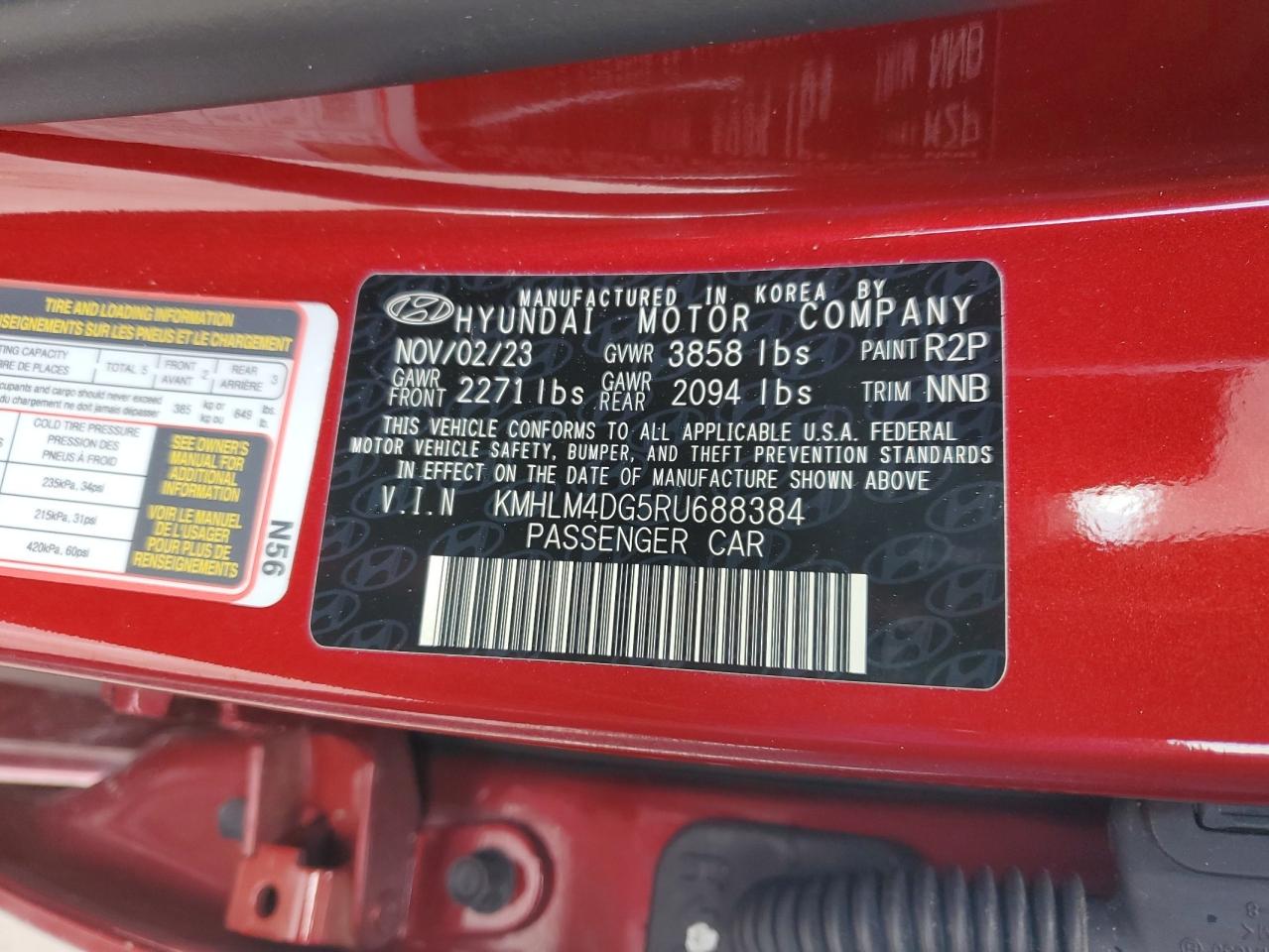 2024 Hyundai Elantra VIN KMHLM4DG5RU688384 Copart auction photo, front end damage thumbnail 13