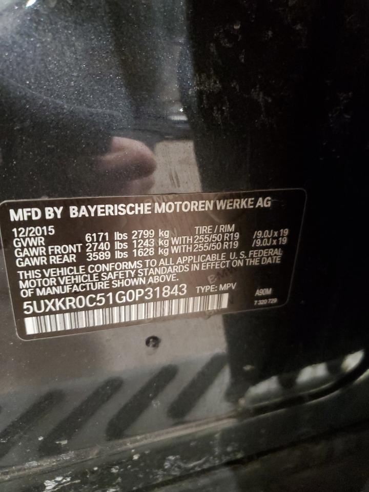 2016 BMW X5 VIN 5UXKR0C51G0P31843 Copart auction photo, front end damage thumbnail 14