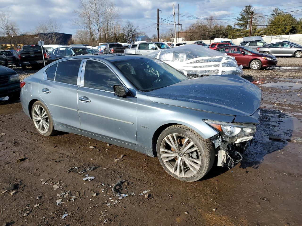 2018 Infiniti Q50 VIN JN1AV7AR9JM780007 Copart auction photo, vandalism / front end damage thumbnail 4