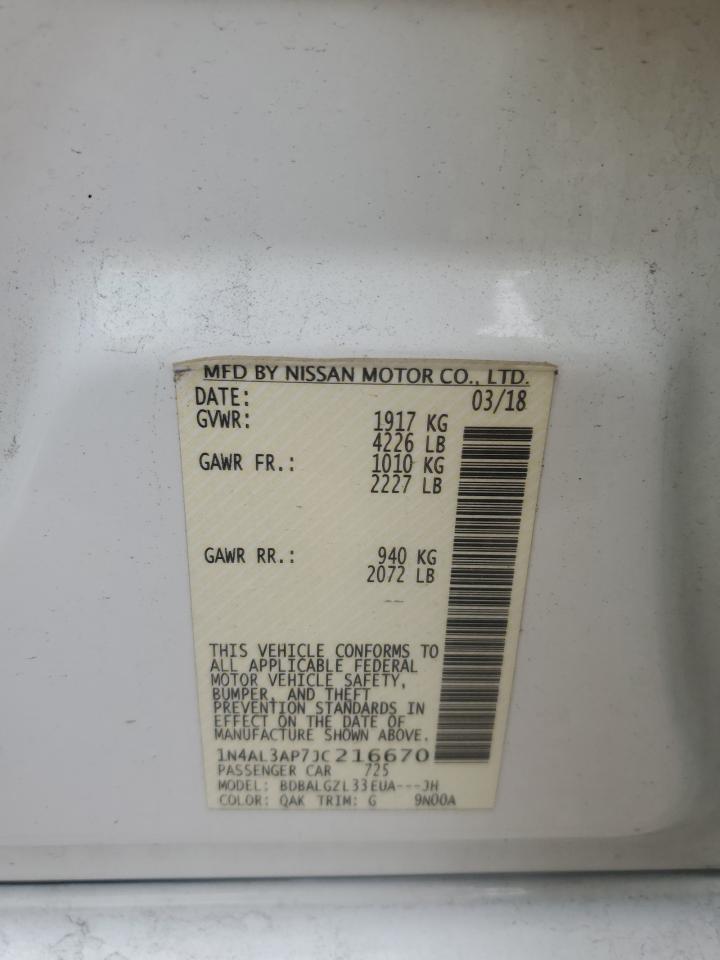 2018 Nissan Altima VIN 1N4AL3AP7JC216670 Copart auction photo, front end damage thumbnail 13
