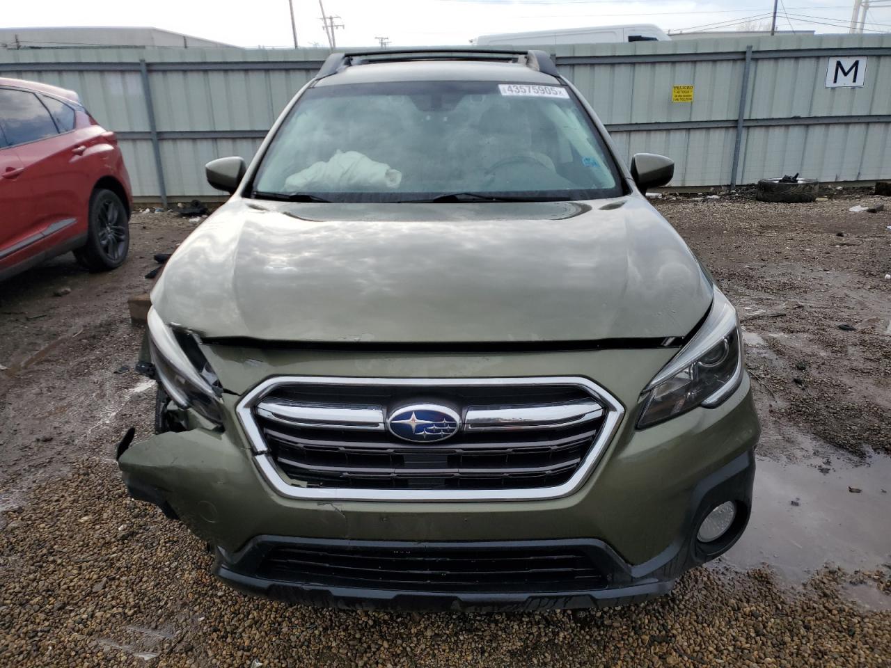 2019 Subaru Outback VIN 4S4BSAFC5K3297578 Copart auction photo, front end / side damage thumbnail 5