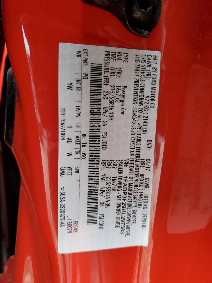 2017 Ford Focus VIN 1FADP3F29HL297583 Copart auction photo, side / minor dent/scratches damage thumbnail 12