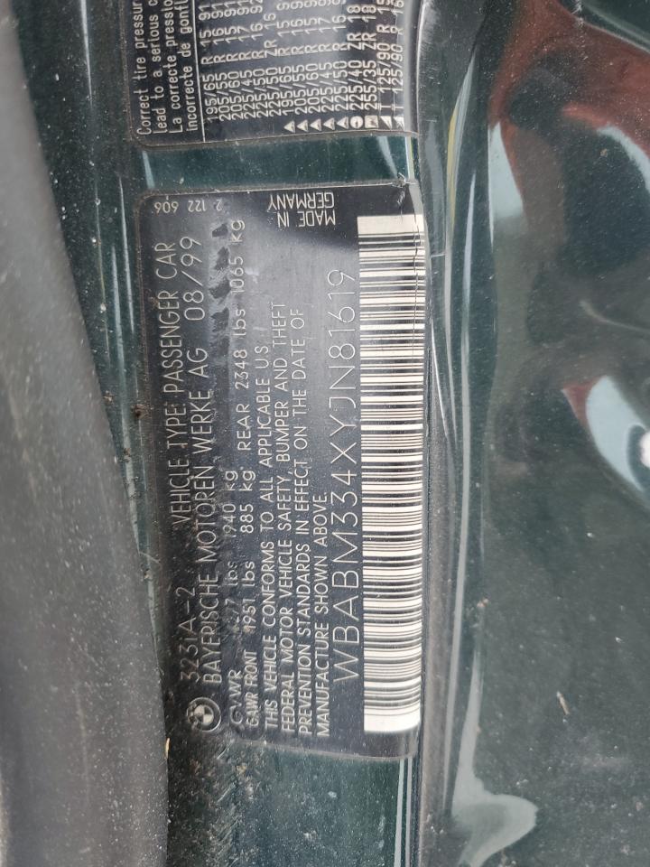 2000 BMW 3er VIN WBABM334XYJN81619 Copart auction photo, front end / side damage thumbnail 14