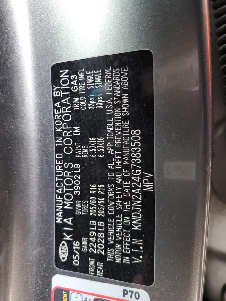 2016 KIA Soul VIN KNDJN2A24G7383508 Copart auction photo, front end / side damage thumbnail 14