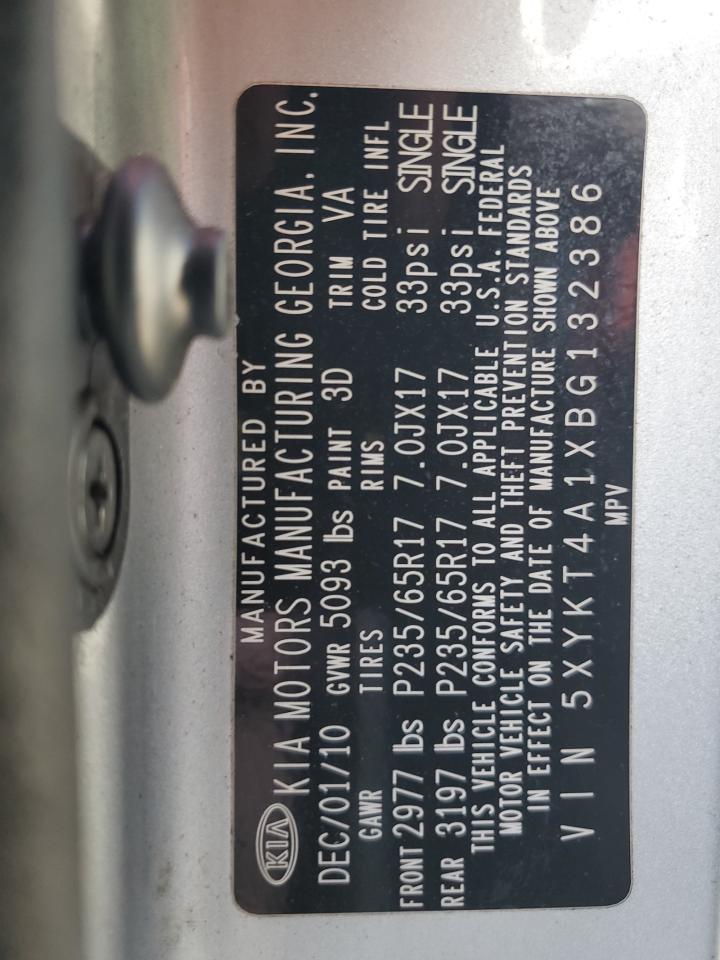 2011 KIA Sorento VIN 5XYKT4A1XBG132386 Copart auction photo, rear end damage thumbnail 13