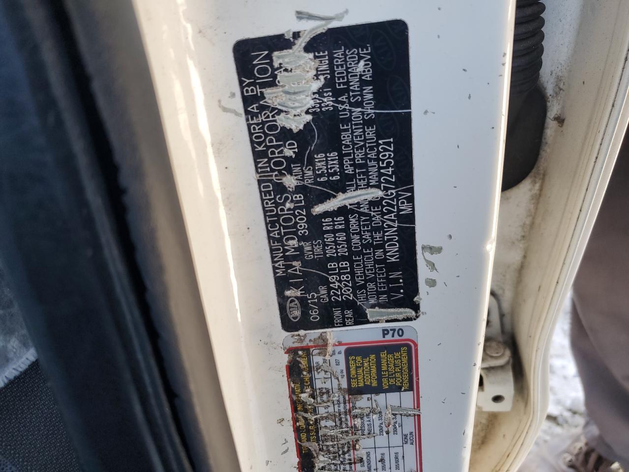 2016 KIA Soul VIN KNDJN2A22G7245921 Copart auction photo, front end damage thumbnail 13