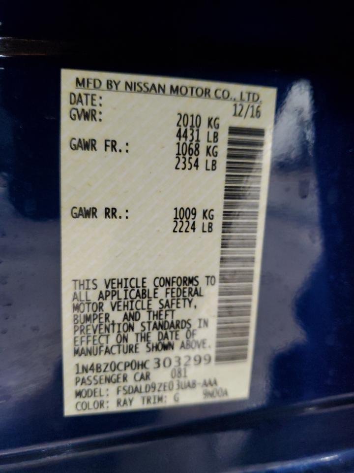 2017 Nissan Leaf VIN 1N4BZ0CP0HC303299 Copart auction photo, front end / undercarriage damage thumbnail 14