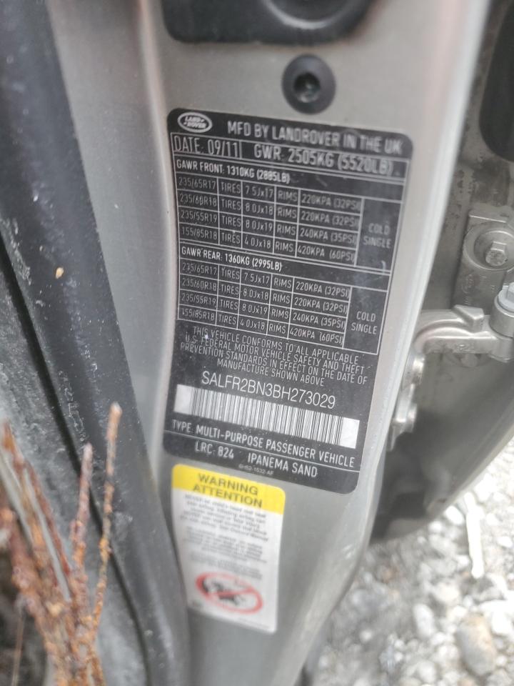 2011 Land Rover LR2 VIN SALFR2BN3BH273029 Copart auction photo, burn damage thumbnail 14