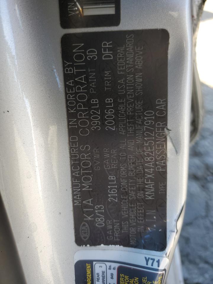 2014 KIA Forte VIN KNAFX4A82E5127910 Copart auction photo, side damage thumbnail 12