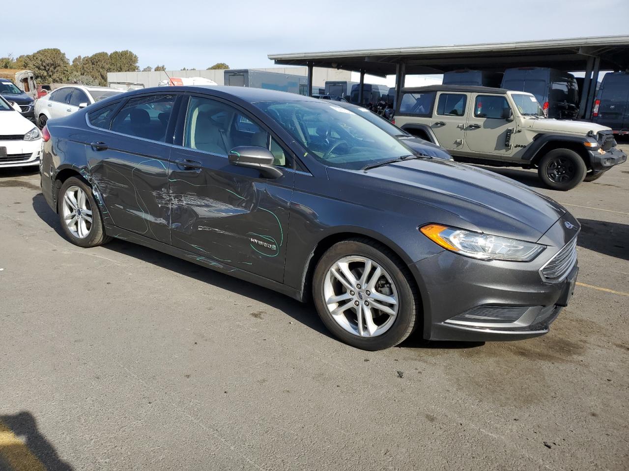 2018 Ford Fusion VIN 3FA6P0LU0JR173710 Copart auction photo, side damage thumbnail 4