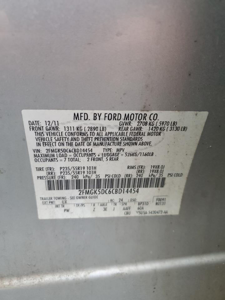2012 Ford Flex VIN 2FMGK5DC6CBD14454 Copart auction photo, front end / side damage thumbnail 12
