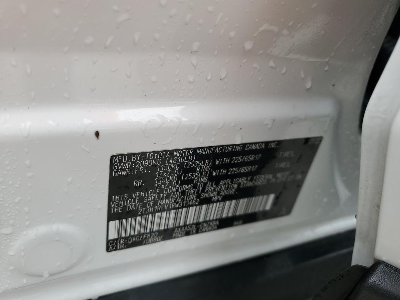 2024 Toyota RAV 4 VIN 2T3H1RFV1RW313462 Copart auction photo, water/flood damage thumbnail 14