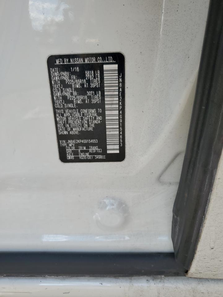 2016 Nissan Quest VIN JN8AE2KP4G9154653 Copart auction photo, front end / top/roof damage thumbnail 13