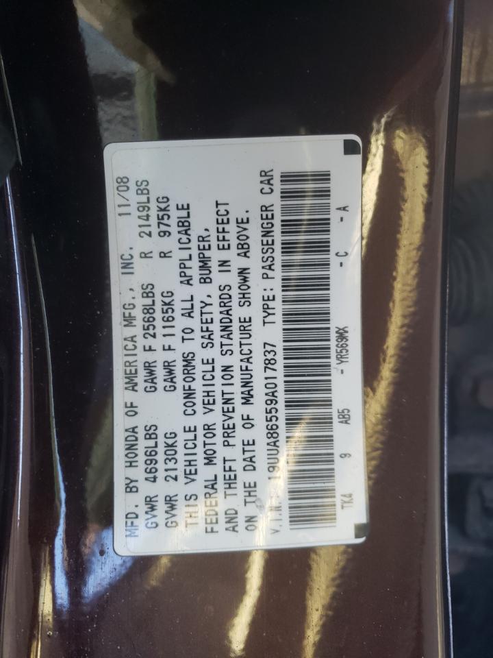 2009 Acura TL VIN 19UUA86559A017837 Copart auction photo, front end / minor dent/scratches damage thumbnail 12