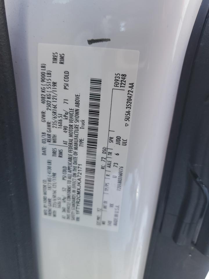 2018 Ford Transit VIN 1FTYR2CMXJKA72171 Copart auction photo, front end damage thumbnail 13