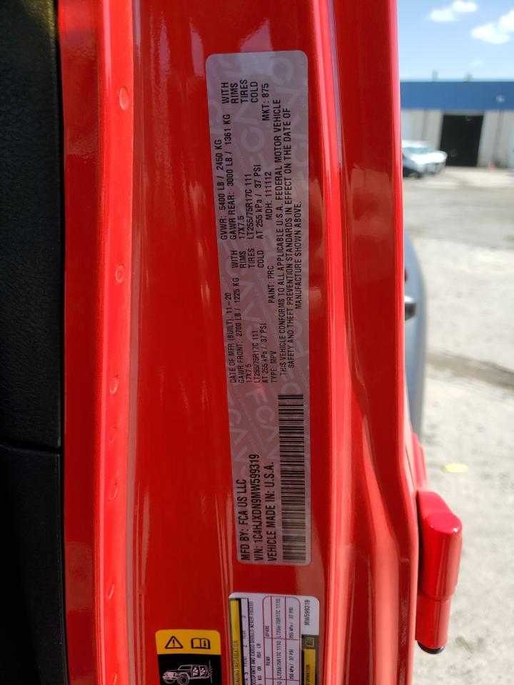 2021 Jeep Wrangler VIN 1C4HJXDN9MW599319 Copart auction photo, front end damage thumbnail 14