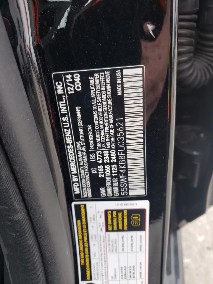 2015 Mercedes-Benz C-klasse VIN 55SWF4KB8FU035621 Copart auction photo, front end / side damage thumbnail 13