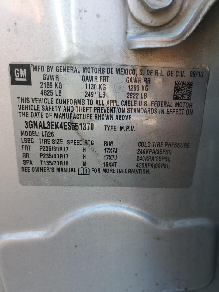 2014 Chevrolet Captiva VIN 3GNAL3EK4ES551370 Copart auction photo, frame damage damage thumbnail 14