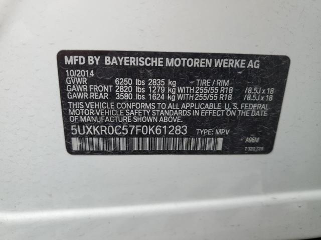 2015 BMW X5 VIN 5UXKR0C57F0K61283 Copart auction photo, rear end / undercarriage damage thumbnail 13