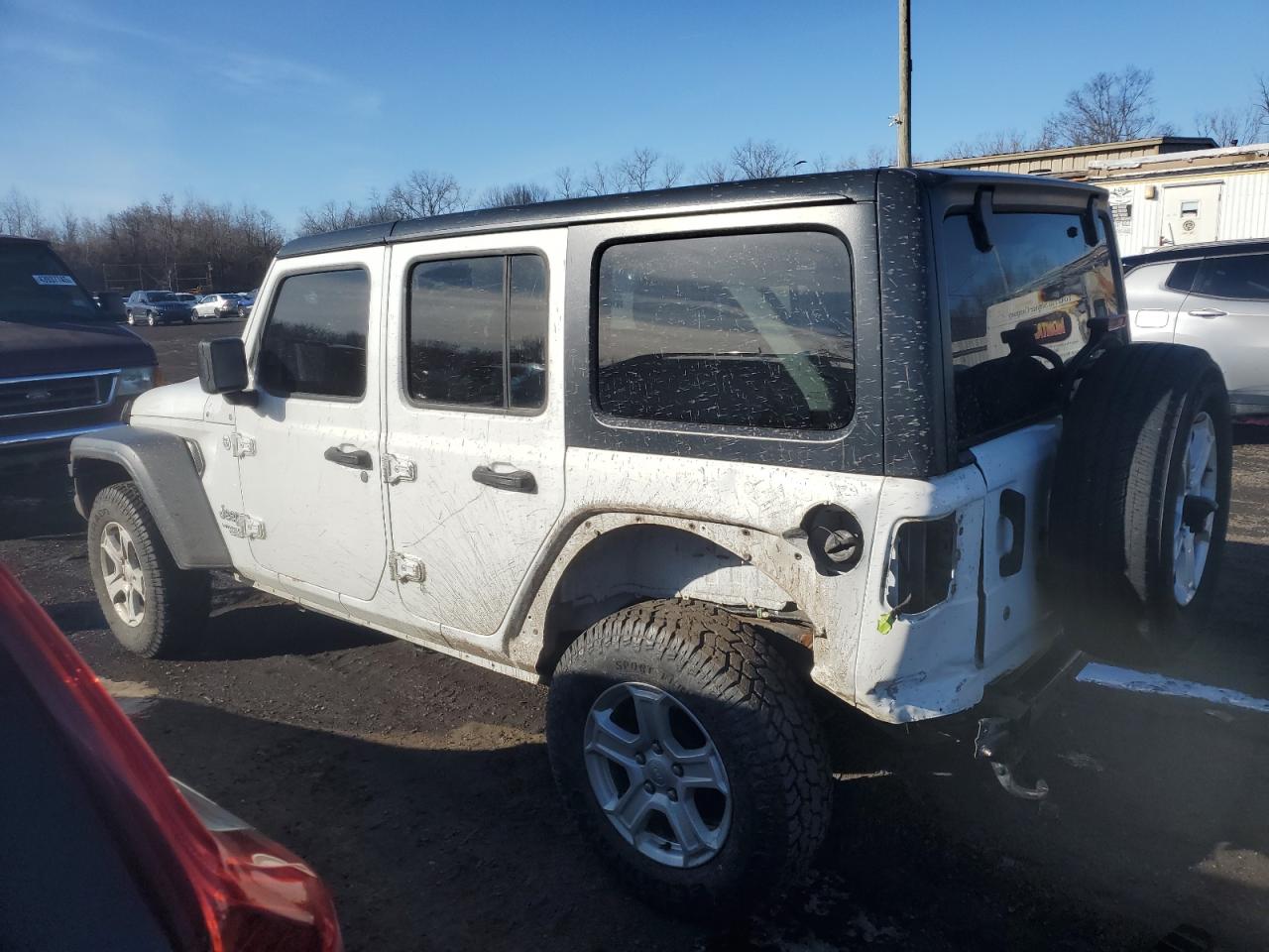 2018 Jeep Wrangler VIN 1C4HJXDG0JW280985 Copart auction photo, rear end / side damage thumbnail 2