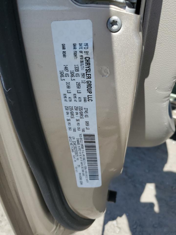 2012 Chrysler Town & Country VIN 2C4RC1BG2CR326679 Copart auction photo, top/roof damage thumbnail 15