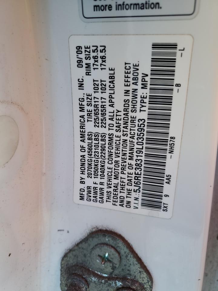 2009 Honda CR-V VIN 5J6RE38319L035953 Copart auction photo, rear end damage thumbnail 13