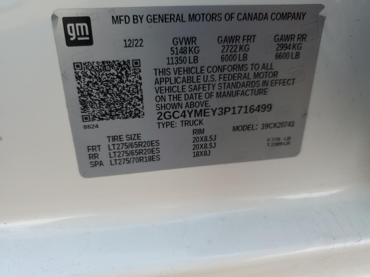 2023 Chevrolet Silverado VIN 2GC4YMEY3P1716499 Copart auction photo, front end / mechanical damage thumbnail 14