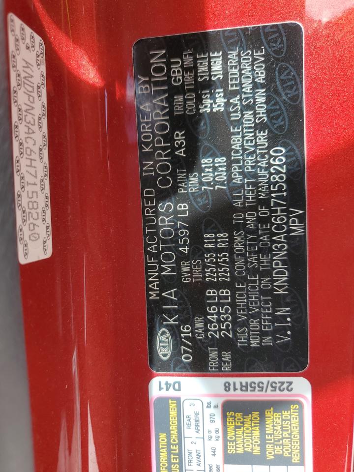 2017 KIA Sportage VIN KNDPN3AC6H7158260 Copart auction photo, front end damage thumbnail 14