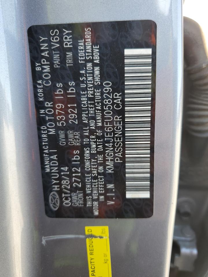 2015 Hyundai Genesis VIN KMHGN4JE6FU058290 Copart auction photo, minor dent/scratches damage thumbnail 12