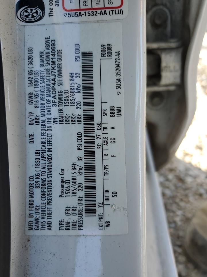 2019 Ford Fiesta VIN 3FADP4AJ7KM140693 Copart auction photo, front end damage thumbnail 12