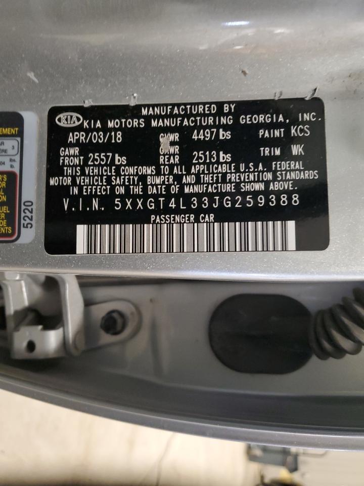 2018 KIA Optima VIN 5XXGT4L33JG259388 Copart auction photo, rear end damage thumbnail 12