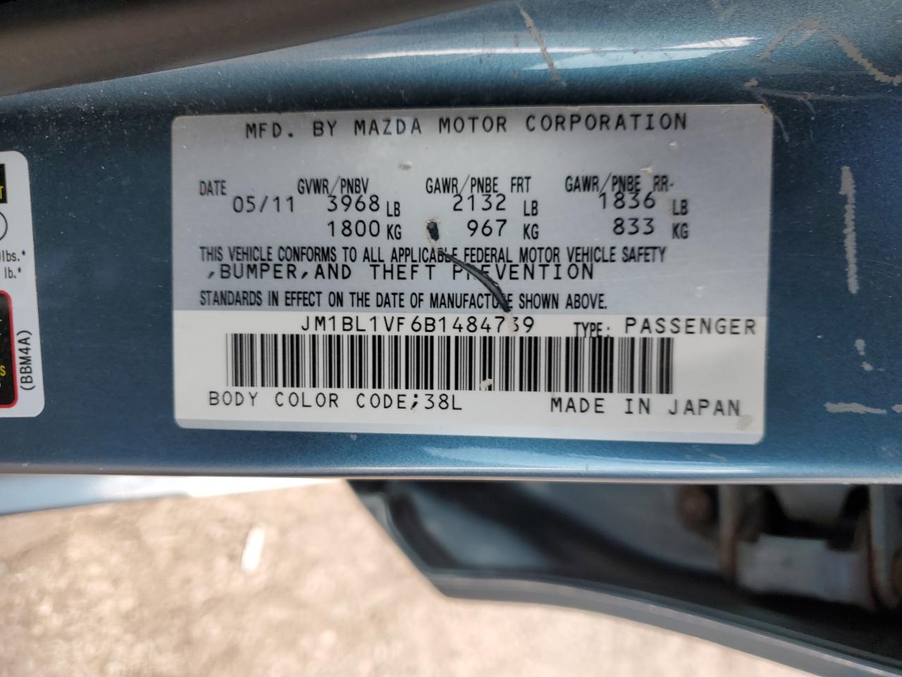 2011 Mazda 3 VIN JM1BL1VF6B1484739 Copart auction photo, front end damage thumbnail 12
