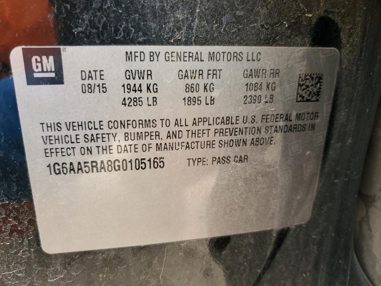 2016 Cadillac ATS VIN 1G6AA5RA8G0105165 Copart auction photo, front end damage thumbnail 12
